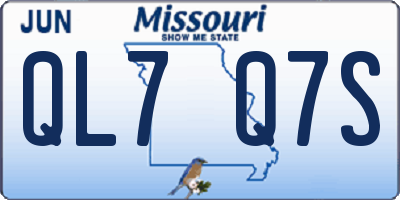MO license plate QL7Q7S