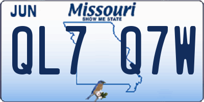 MO license plate QL7Q7W