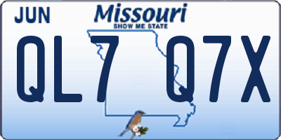 MO license plate QL7Q7X