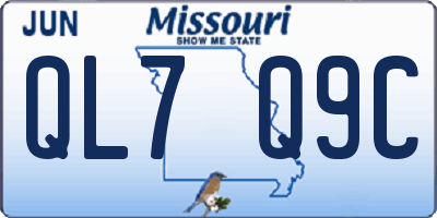 MO license plate QL7Q9C