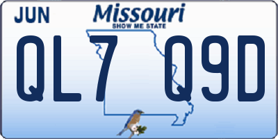 MO license plate QL7Q9D