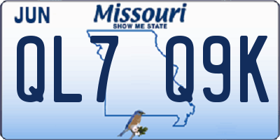 MO license plate QL7Q9K