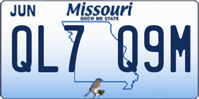 MO license plate QL7Q9M