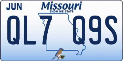 MO license plate QL7Q9S