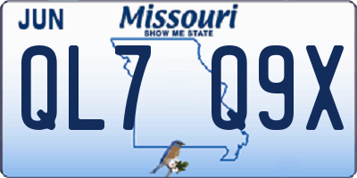 MO license plate QL7Q9X