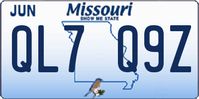 MO license plate QL7Q9Z