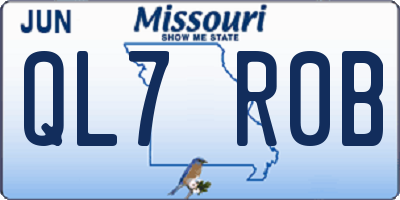 MO license plate QL7R0B