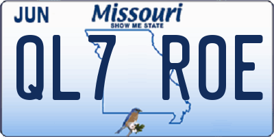 MO license plate QL7R0E