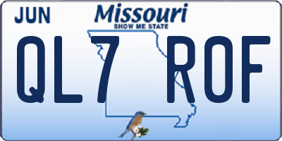 MO license plate QL7R0F