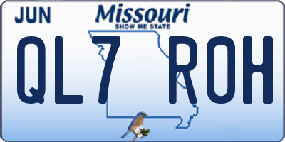 MO license plate QL7R0H