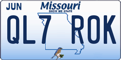 MO license plate QL7R0K
