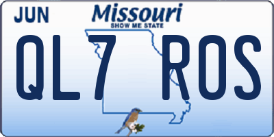 MO license plate QL7R0S