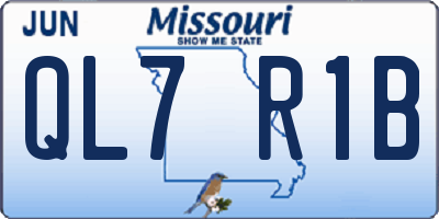 MO license plate QL7R1B