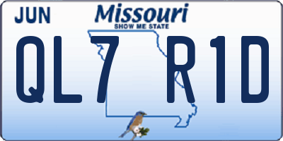 MO license plate QL7R1D