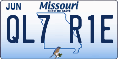 MO license plate QL7R1E