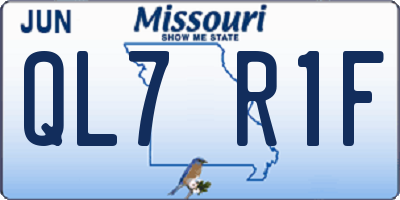 MO license plate QL7R1F