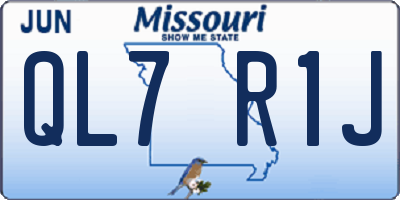 MO license plate QL7R1J