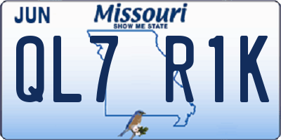 MO license plate QL7R1K