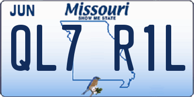 MO license plate QL7R1L