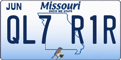 MO license plate QL7R1R