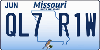 MO license plate QL7R1W