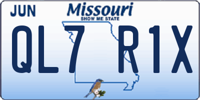 MO license plate QL7R1X