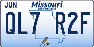MO license plate QL7R2F