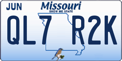 MO license plate QL7R2K