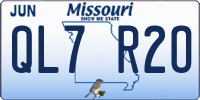 MO license plate QL7R2O