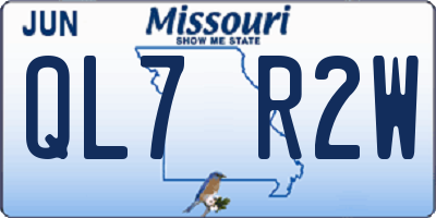 MO license plate QL7R2W