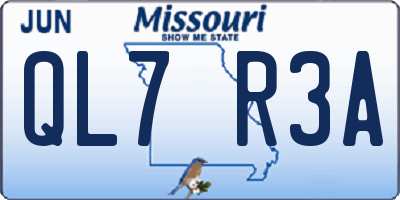 MO license plate QL7R3A