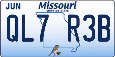MO license plate QL7R3B