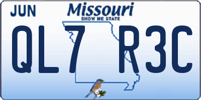 MO license plate QL7R3C