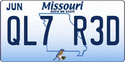 MO license plate QL7R3D