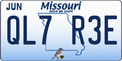 MO license plate QL7R3E