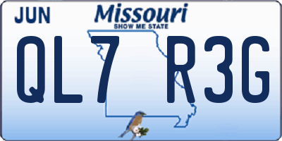 MO license plate QL7R3G