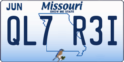 MO license plate QL7R3I