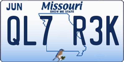 MO license plate QL7R3K