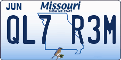 MO license plate QL7R3M