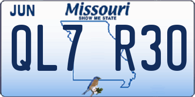 MO license plate QL7R3O