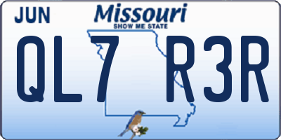 MO license plate QL7R3R