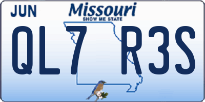 MO license plate QL7R3S