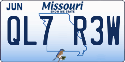 MO license plate QL7R3W