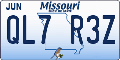 MO license plate QL7R3Z