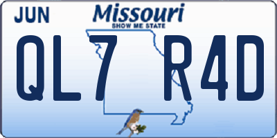 MO license plate QL7R4D