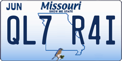 MO license plate QL7R4I