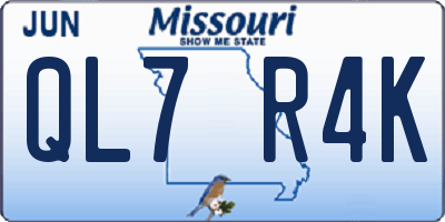 MO license plate QL7R4K