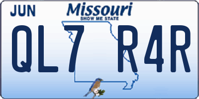 MO license plate QL7R4R