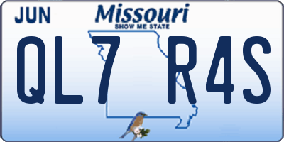 MO license plate QL7R4S