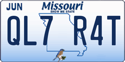 MO license plate QL7R4T